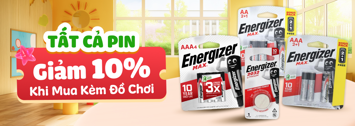 Tất cả Pin giảm 10% khi Mua kèm đồ chơi